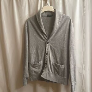 POLO RALPH LAUREN Sweatshirt Top Mens L Button Down Long Sleeve Gray Cardigan